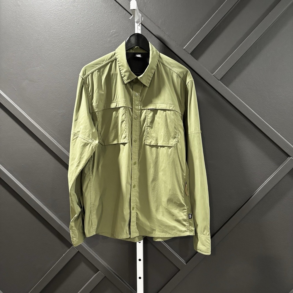 REI Co-op Men's Hiking Shirt Size M Green Long Sleeve Button Up Outdoor Utility